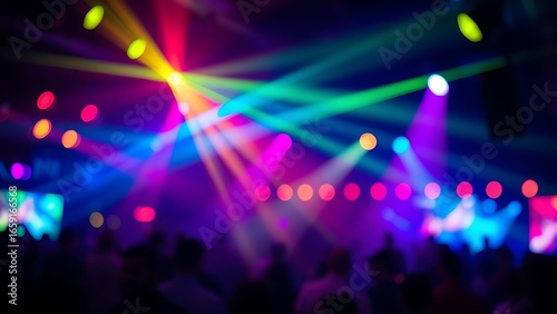 Vibrant nightclub scene with dynamic lighting and energetic atmosphere  capturing modern nightlife.
