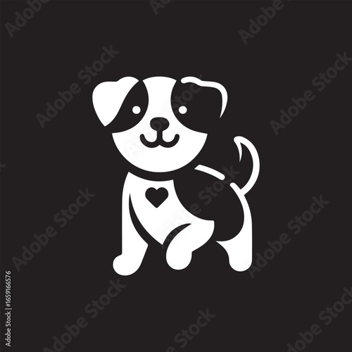 cute dog animal silhouette with white background