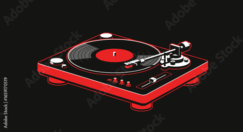 Retro Vinyl Turntable Illustration for Music Design