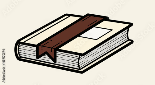 Closed Book Illustration with Bookmark for Education and Publishing