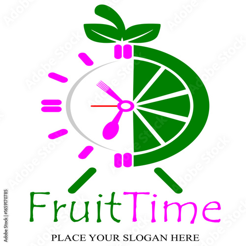 Fruit time vector logo template. This design use orange symbol. Suitable for health and food business.