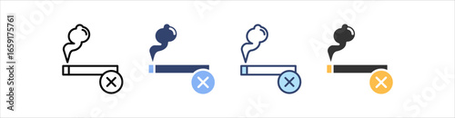 No Smoking Icon Set Multiple Style Collection