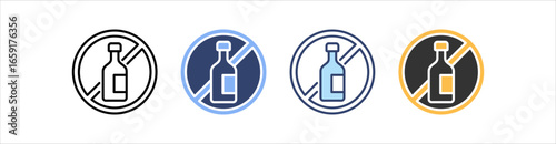 No Alcohol Icon Set Multiple Style Collection