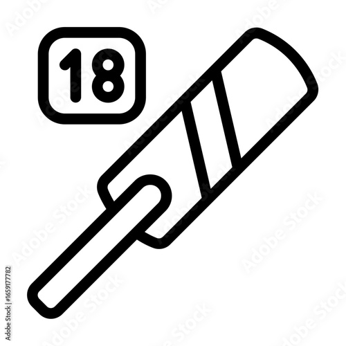 cricket stick icon with line style