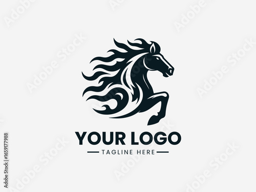 Dynamic fire and mustache fusion in bold energetic vector logo illustration