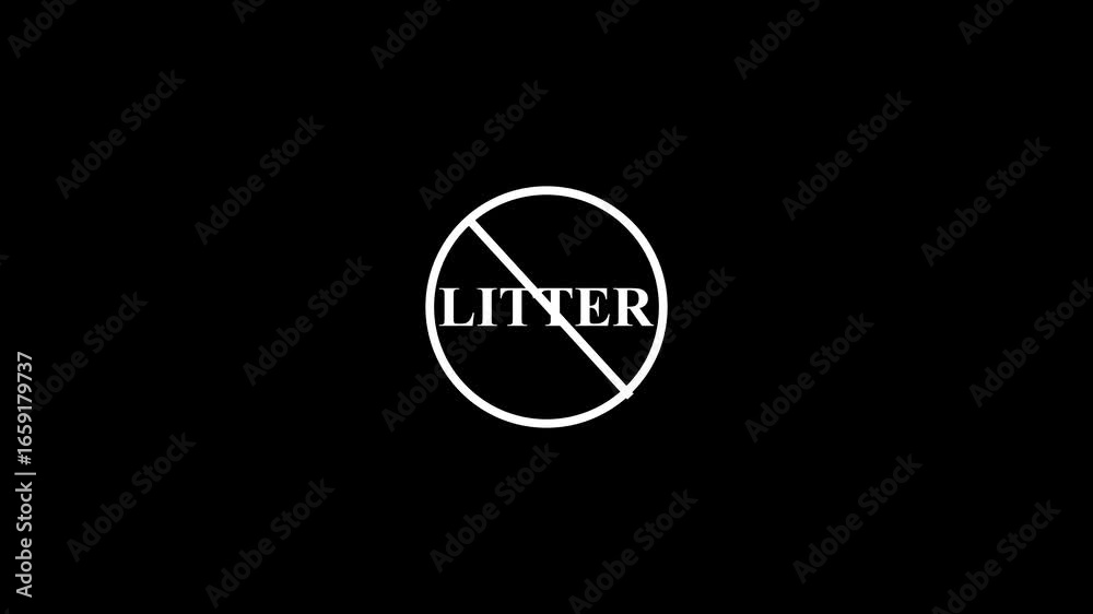 litter prohibition sign animation. warning symbol, alert, error sign. litter prohibition sign animation. warning symbol, alert, error sign.