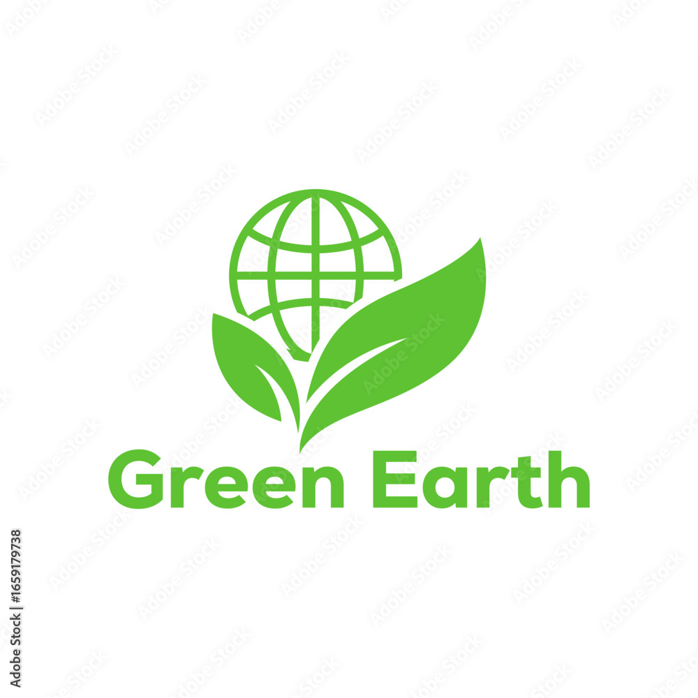 Green Earth and Leaf Logo