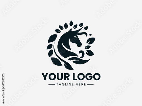 Graceful kudu antelope with elegant horns and leaf motif in nature vector logo