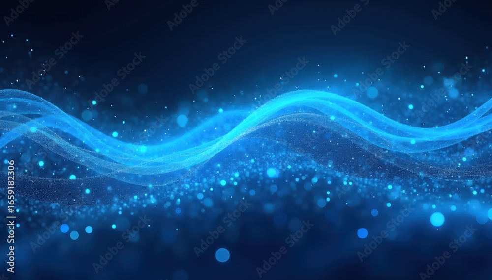 Fototapeta premium Blue Luminescent Lines Flowing Like a Futuristic Tide