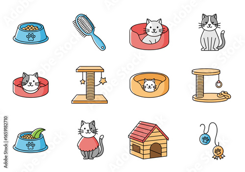 Collection of adorable cat furniture and accessories for pampering pets