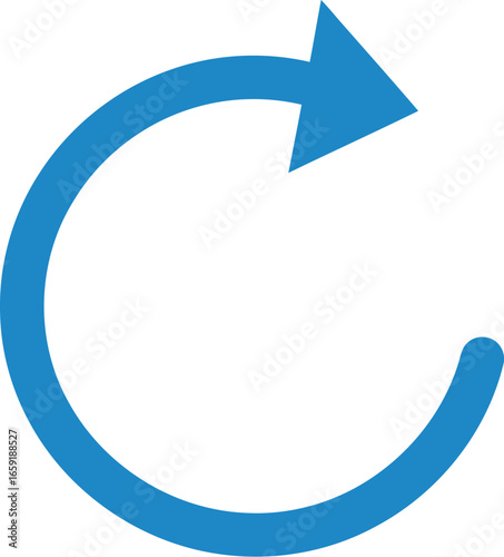 Vector vector art of blue circular arrow symbol indicating refresh or reload transparent background