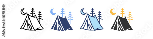 Camp Night Icon Set Multiple Style Collection