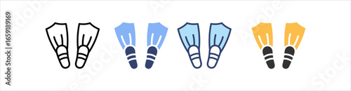 Flippers Icon Set Multiple Style Collection
