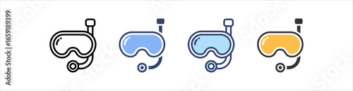 Diving Mask Icon Set Multiple Style Collection