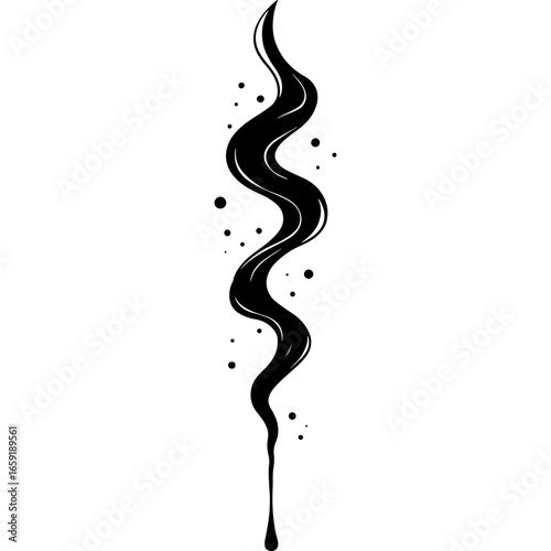Sketchy emblem of a Zigzag drawn carelessly with acrylic paint with blots and drips. Engraving minimalistic vector in black ink drawing on transparent background