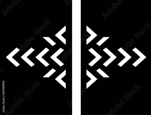 Vector vector art of abstract geometric arrow shapes pointing left and right on a transparent background