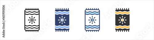 Beach Towel Icon Set Multiple Style Collection