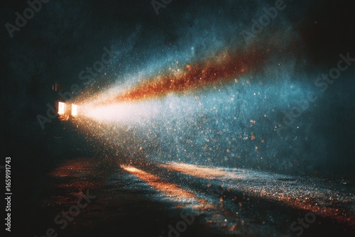 Dramatic spotlight illuminating dust particles