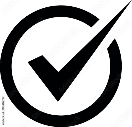 Vector vector art of black check mark inside a circle, transparent background