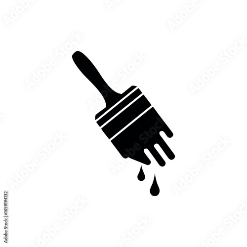Paint Brush Silhouette with Dripping Paint