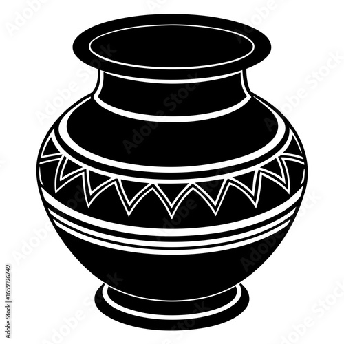 Black and White Decorative Pot with Geometric Pattern vase ceramic
