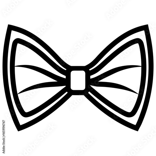 Black and white graphic icon of a bow tie on a white background bowtie neckwear