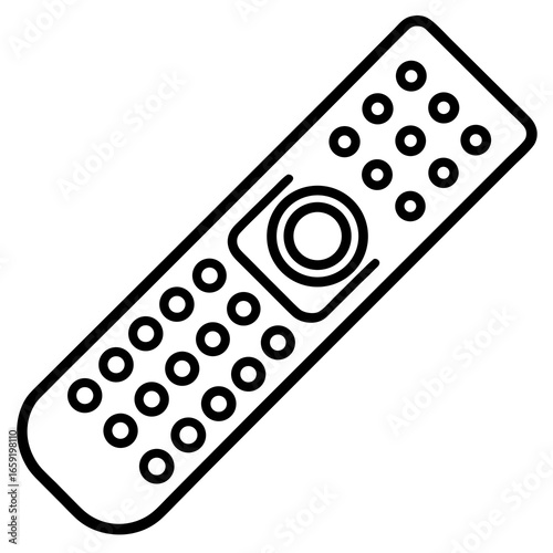 Simple Black Outline Icon of a Remote Control with Buttons and Scroll Wheel controller device