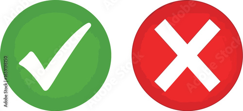 Vector vector art of green check mark and red cross symbols transparent background
