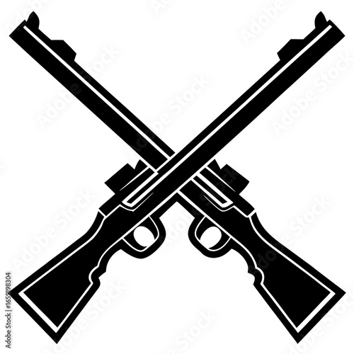 Two rifles crossed in an X shape on a white background guns firearms