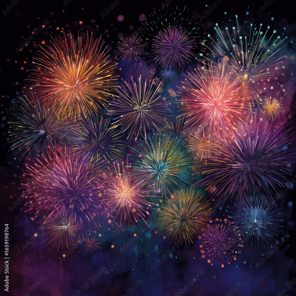 Fototapeta premium colorful fireworks celebration poster