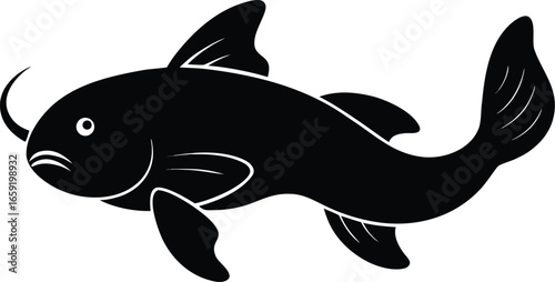 Black catfish vector illustration