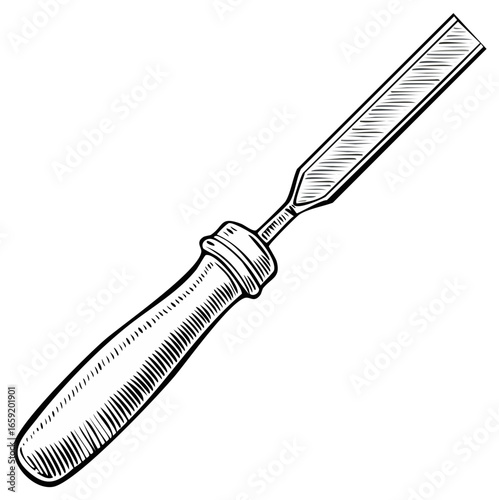Woodworking Chisel Tool Engraving Illustration