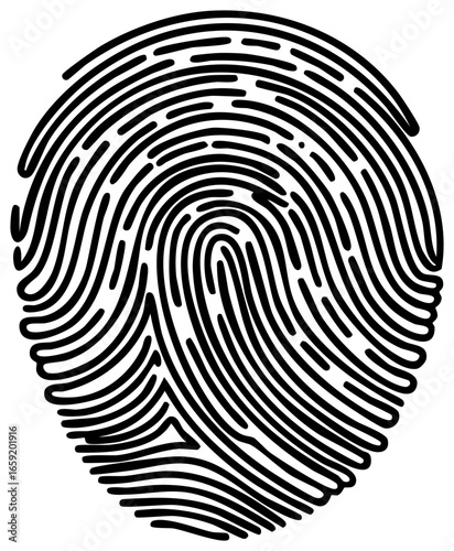 Monochrome vector fingerprint illustration human identification crime security