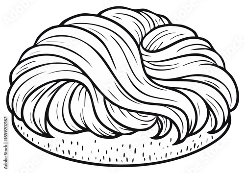 Hair bun vector illustration black and white line art