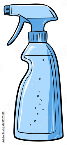 Blue Spray Bottle Illustration for Cleaning Solutions Watering Plants or Hair Sprays