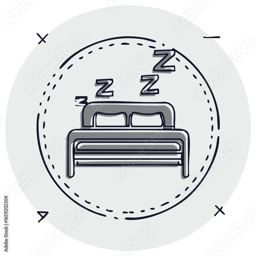 Bedroom Bed with Zzz Symbols Representing Sleep Rest and Relaxation Outline Icon