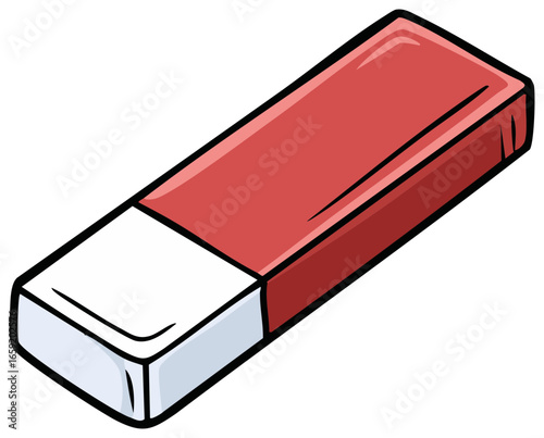 Illustration of a classic red and white pencil eraser for correcting mistakes