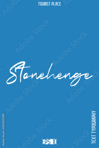 Stonehenge, UK   -Global Travel Typography Poster – Iconic Tourist Attraction and Monument Text Vector