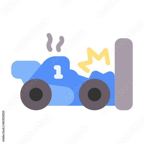 car crash icon with flat style
