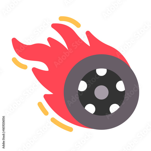 fast tires icon with flat  style