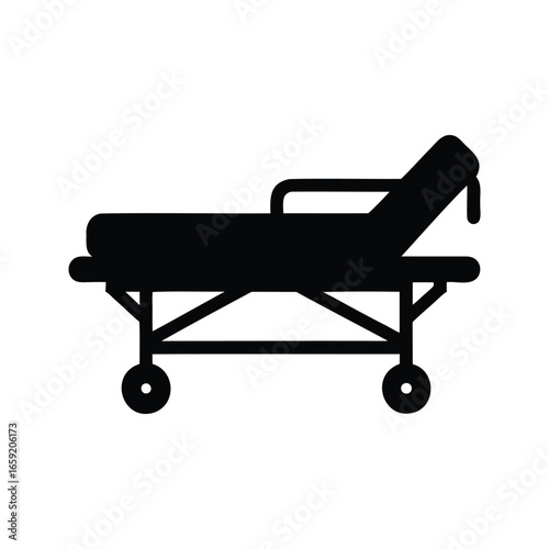 Medical Gurney Illustration A symbol of hospital emergency services equipment availability, Medical emergency gurney silhouette vector illustration