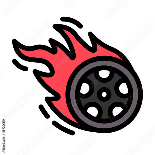 fast tires icon with flat line style