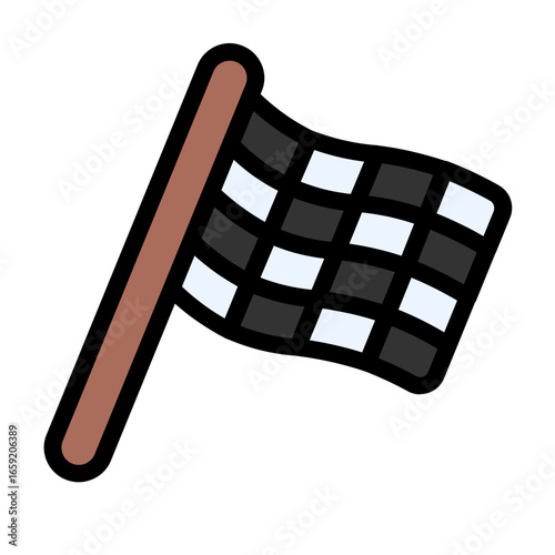 racing flag icon with flat line style
