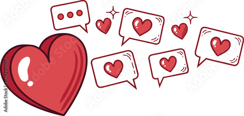 Vector art of heart and chat bubbles, a symbol of love and communication