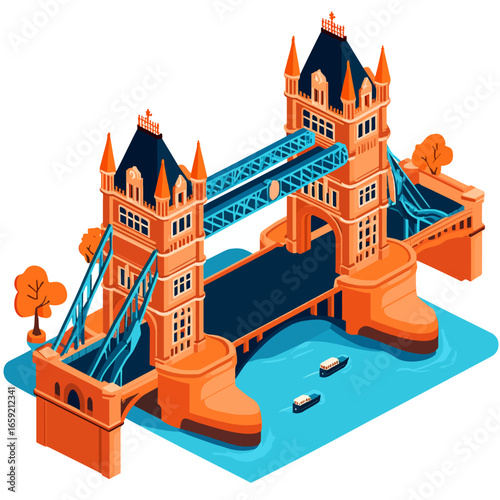 Flying bridge on white background 