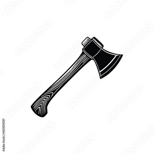Classic Woodcutter's Axe Illustration with Detailed Handle Texture and Sharp Blade