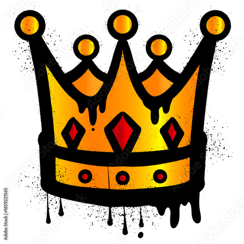 Crown graffiti with gradient colorful spray paint
