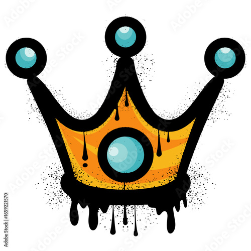 Crown graffiti with colorful spray paint