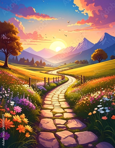Scenic country road at dawn