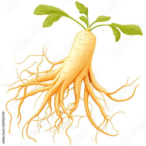 Ginseng leaf on a white background 